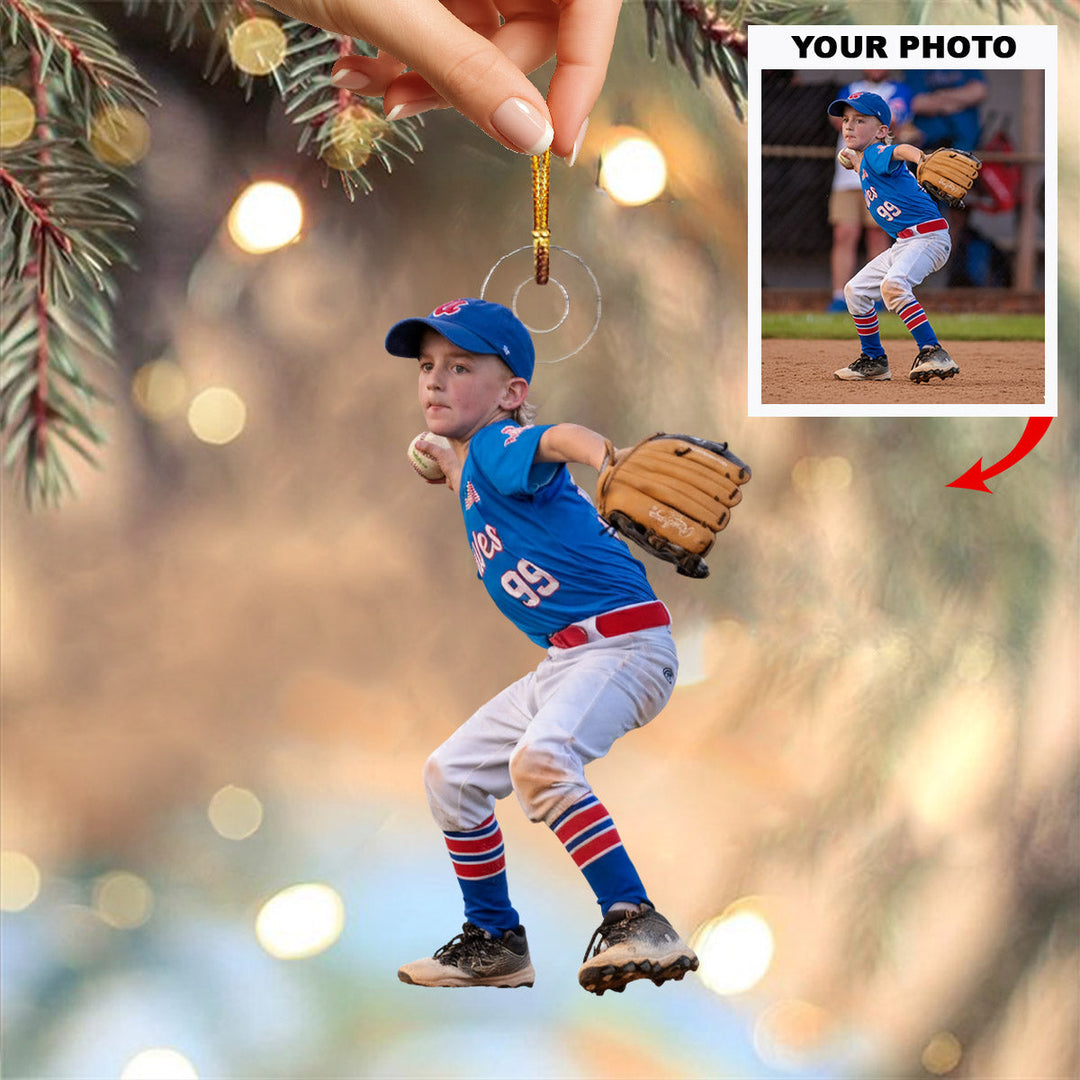 Young Star Play - Personalized Photo Mica Ornament - Christmas Gift For Sport Loving Kids