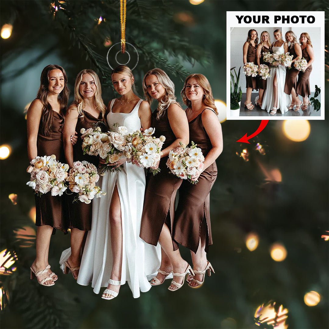 Happily ever after - Personalized Photo Mica Ornament - Christmas, Anniversary Gift For Couple, Wedding Couple