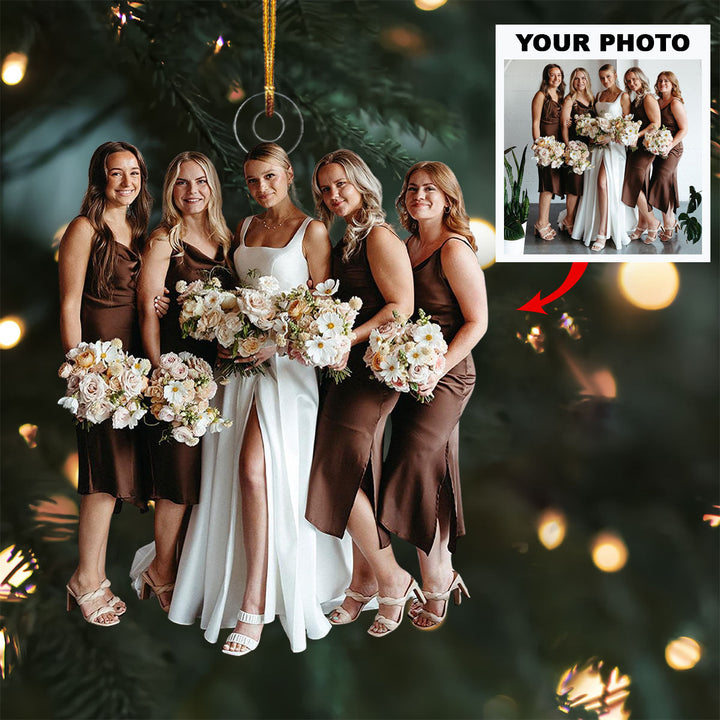 Happily ever after - Personalized Photo Mica Ornament - Christmas, Anniversary Gift For Couple, Wedding Couple