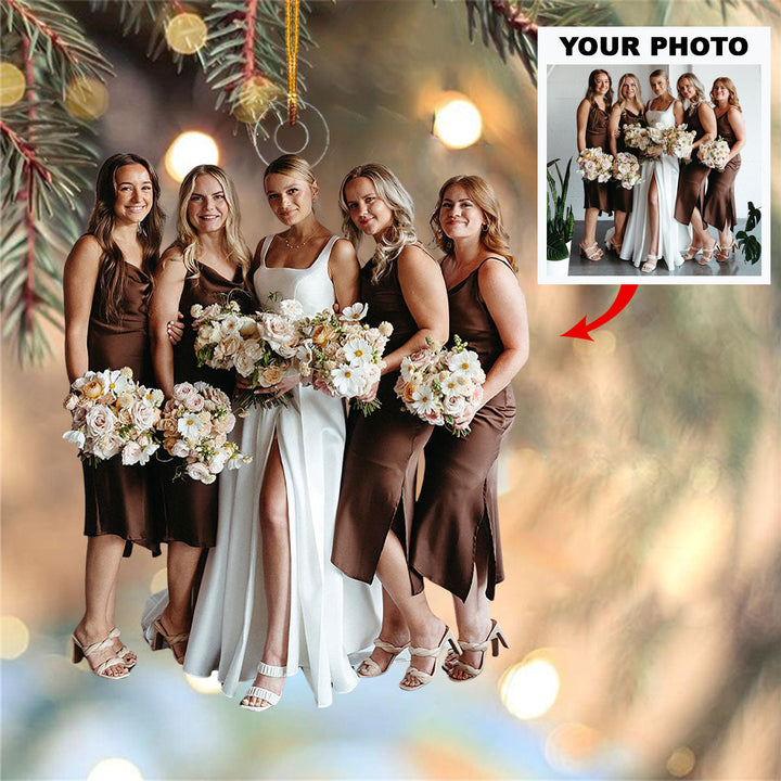 Happily ever after - Personalized Photo Mica Ornament - Christmas, Anniversary Gift For Couple, Wedding Couple