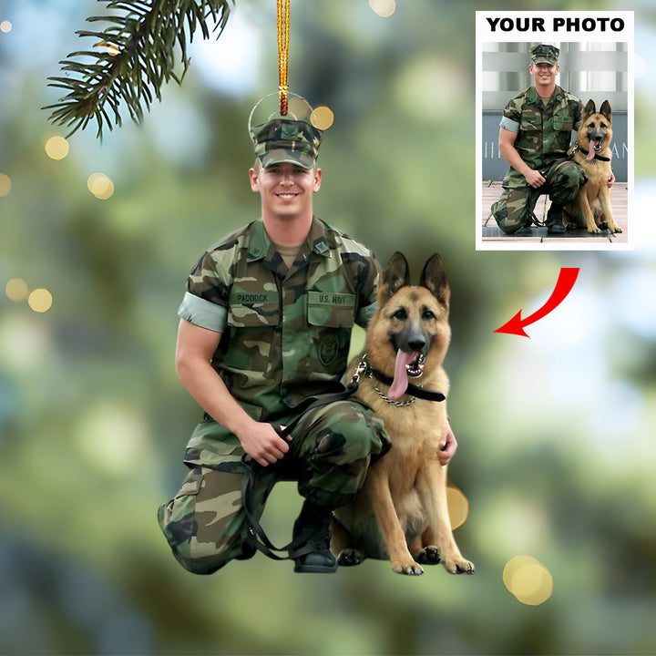 Loyal Companions - Personalized Photo Mica Ornament - Customized Photo Ornament - Christmas Gift For Army, Soldiers