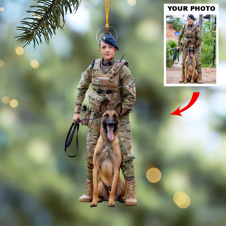 Paws Of Honor - Personalized Photo Mica Ornament - Customized Photo Ornament - Christmas Gift For Veterans, Soldiers