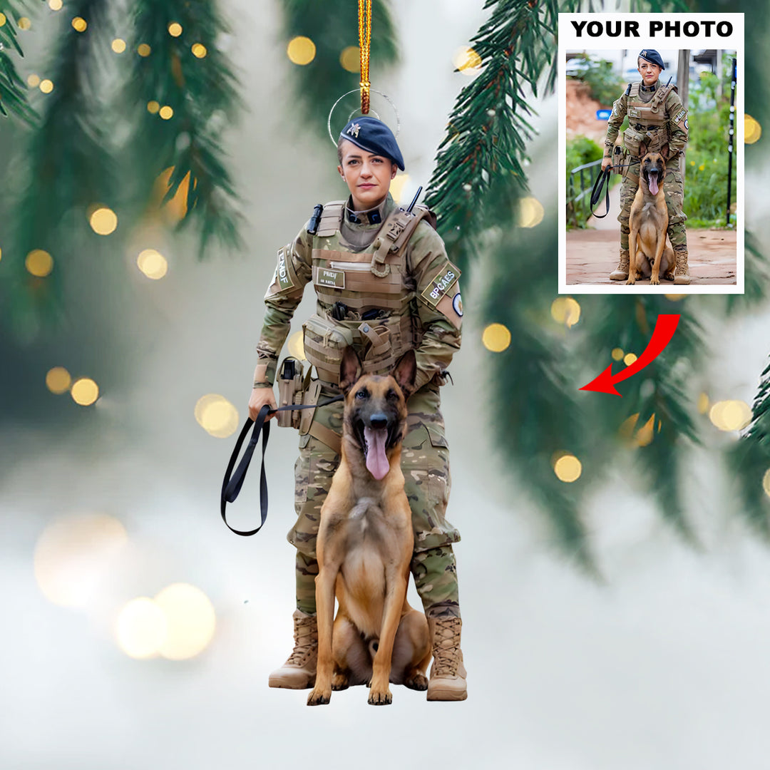 Paws Of Honor - Personalized Photo Mica Ornament - Customized Photo Ornament - Christmas Gift For Veterans, Soldiers