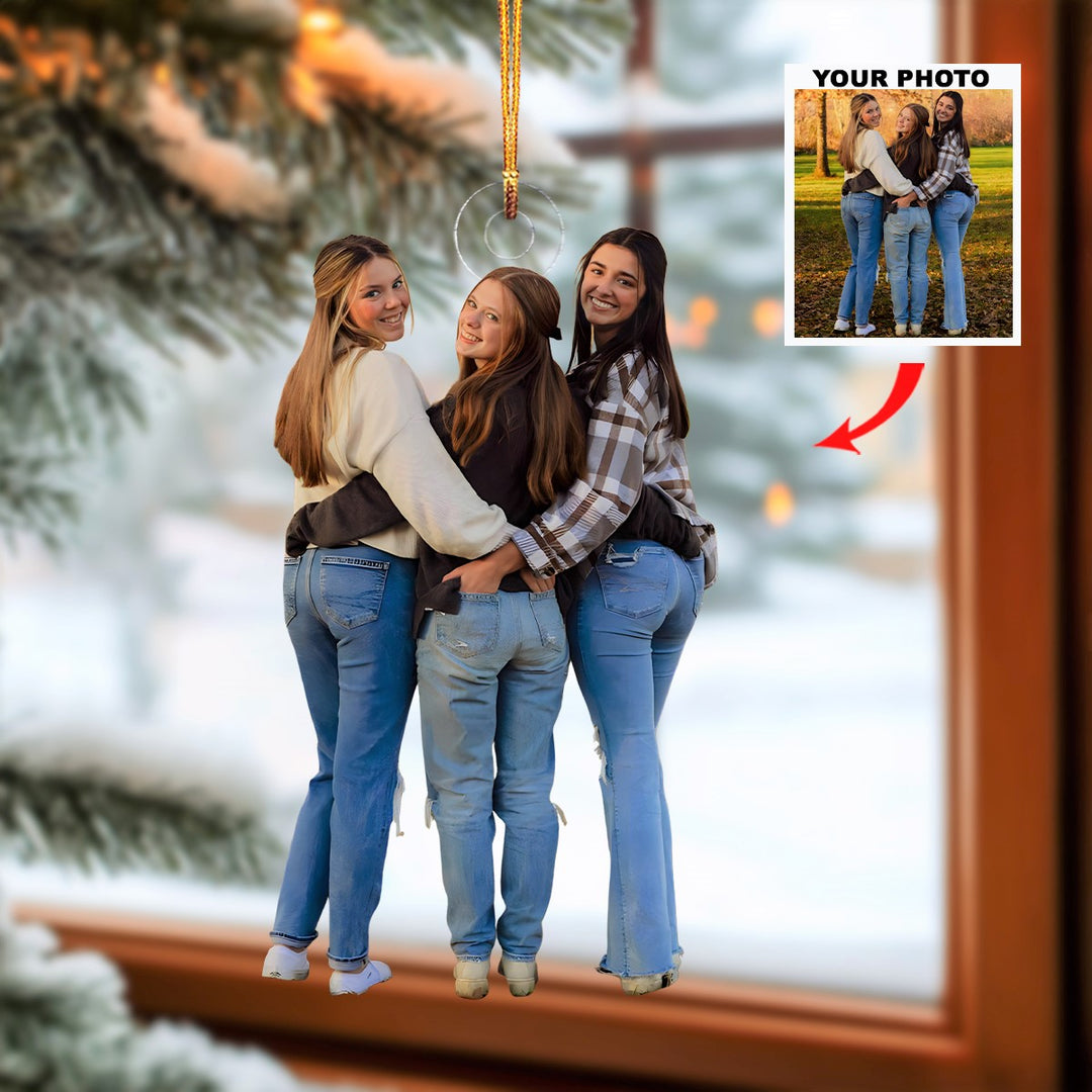 Cheers To Us - Personalized Photo Mica Ornament - Christmas Gift For Friends, Besties, Sisters