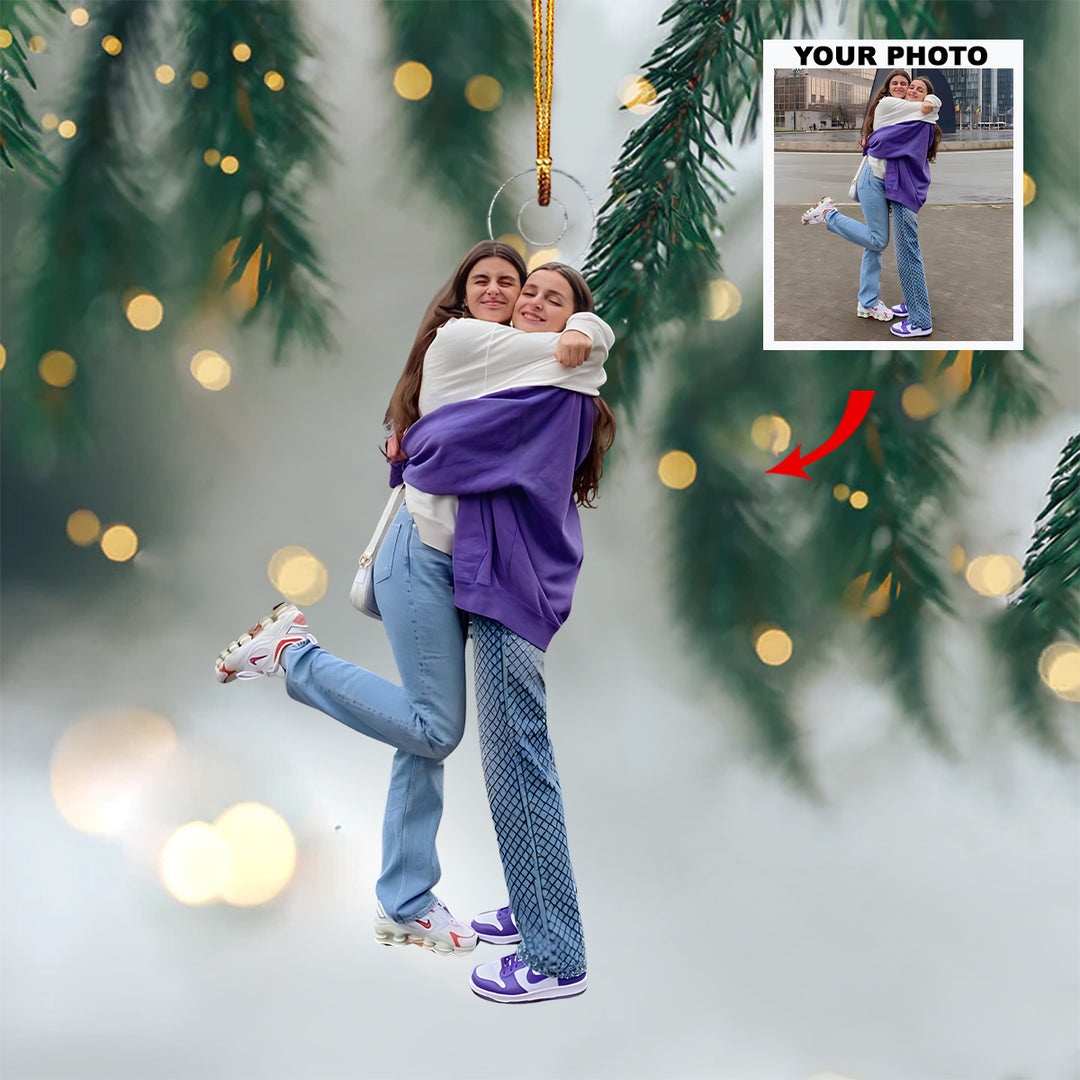 Cheers To Us - Personalized Photo Mica Ornament - Christmas Gift For Friends, Besties, Sisters