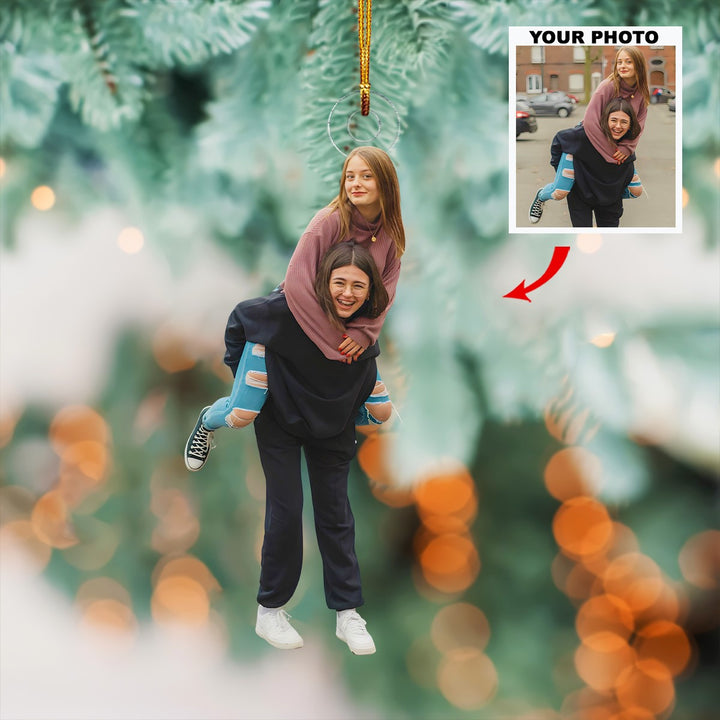 Cheers To Us - Personalized Photo Mica Ornament - Christmas Gift For Friends, Besties, Sisters