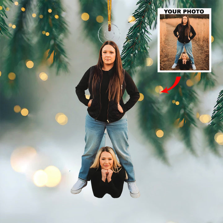 Cheers To Us - Personalized Photo Mica Ornament - Christmas Gift For Friends, Besties, Sisters