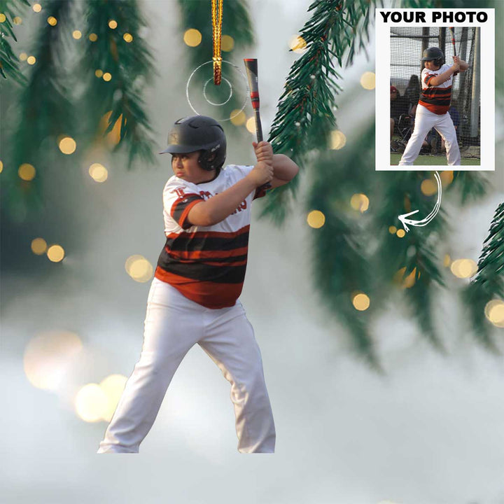 First Swing - Personalized Photo Mica Ornament - Christmas Gift For Baseball Lovers