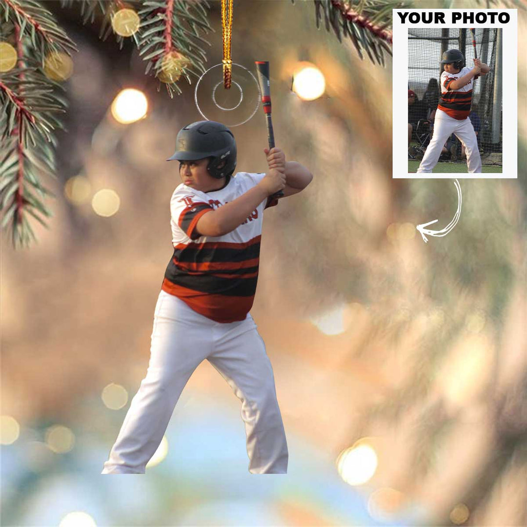First Swing - Personalized Photo Mica Ornament - Christmas Gift For Baseball Lovers