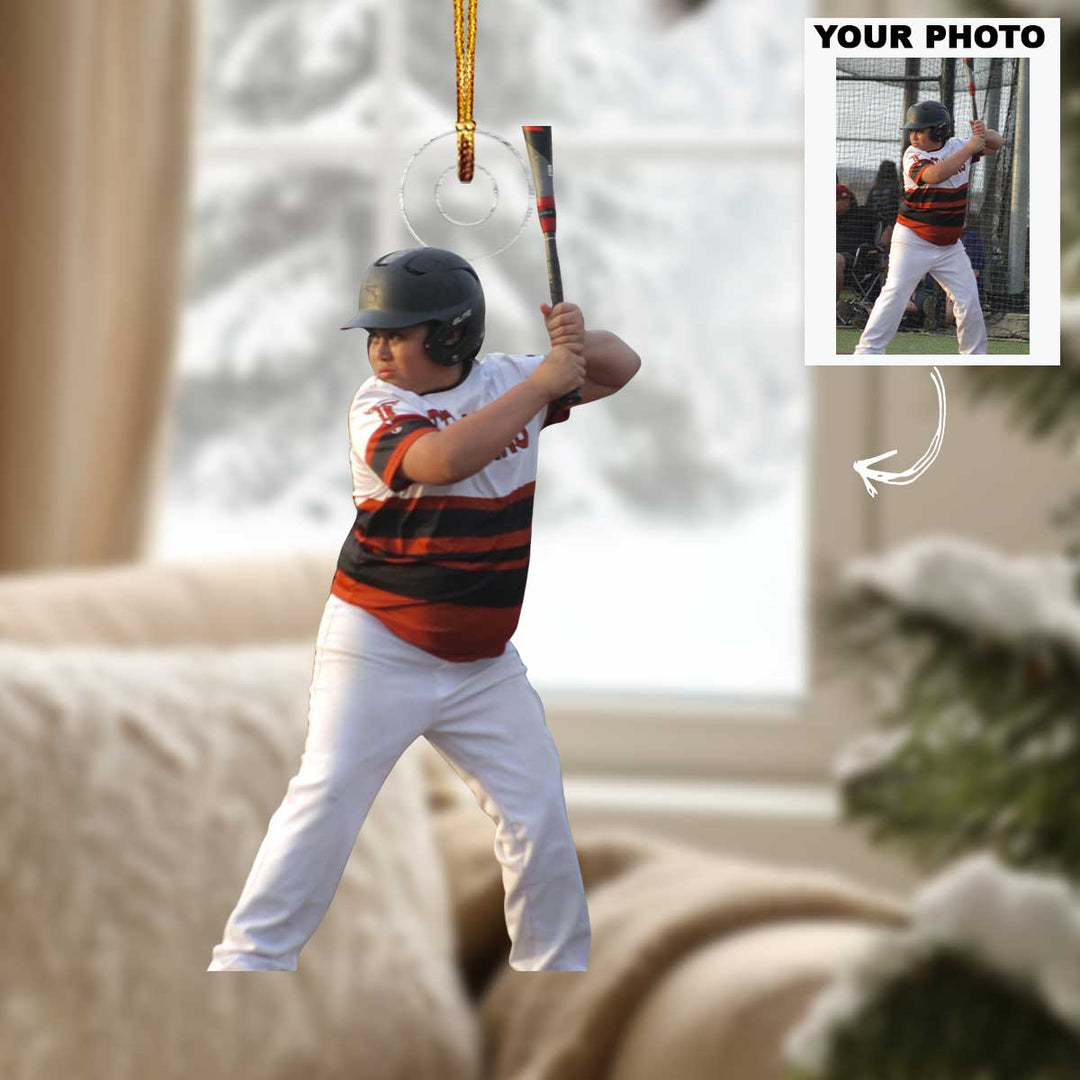 First Swing - Personalized Photo Mica Ornament - Christmas Gift For Baseball Lovers