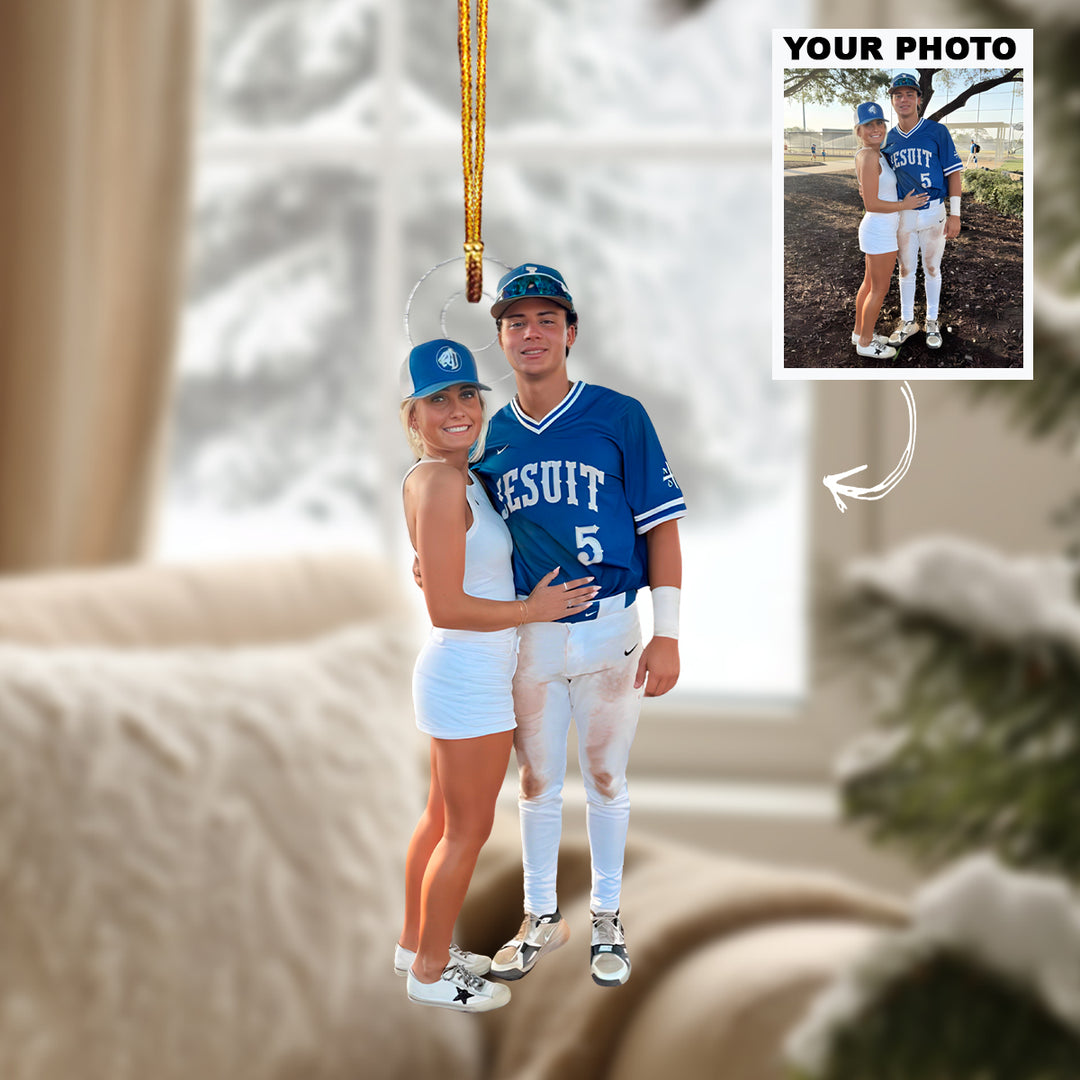Love In The Field- Personalized Photo Mica Ornament - Christmas Gift For Baseball Lovers