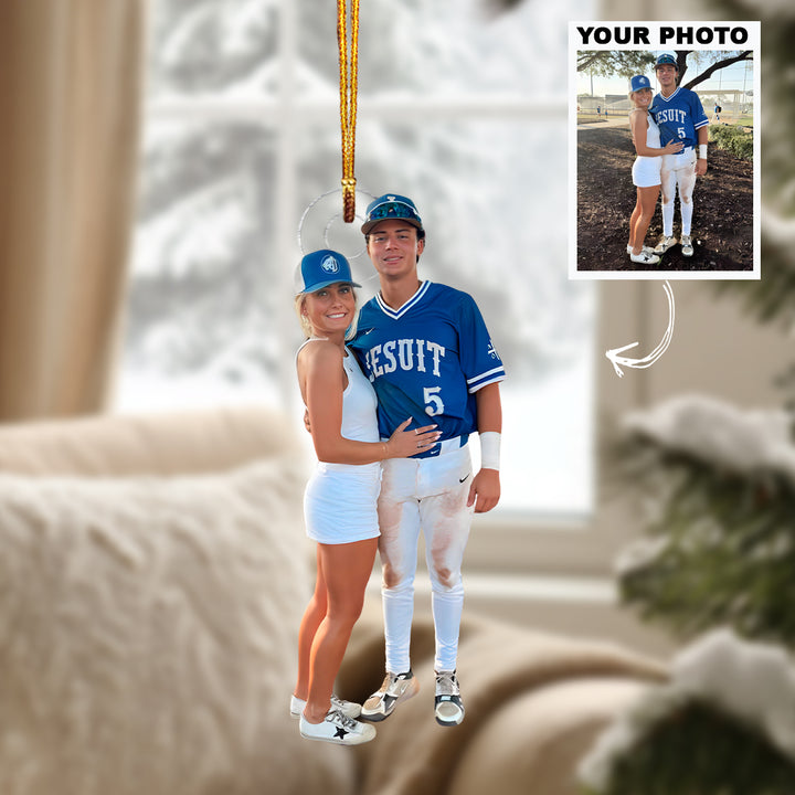 Love In The Field- Personalized Photo Mica Ornament - Christmas Gift For Baseball Lovers