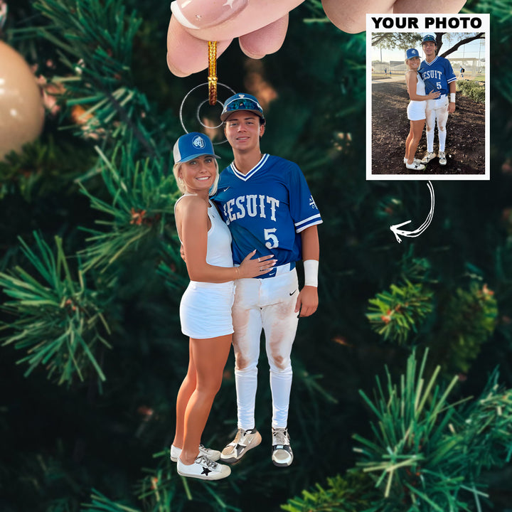 Love In The Field- Personalized Photo Mica Ornament - Christmas Gift For Baseball Lovers