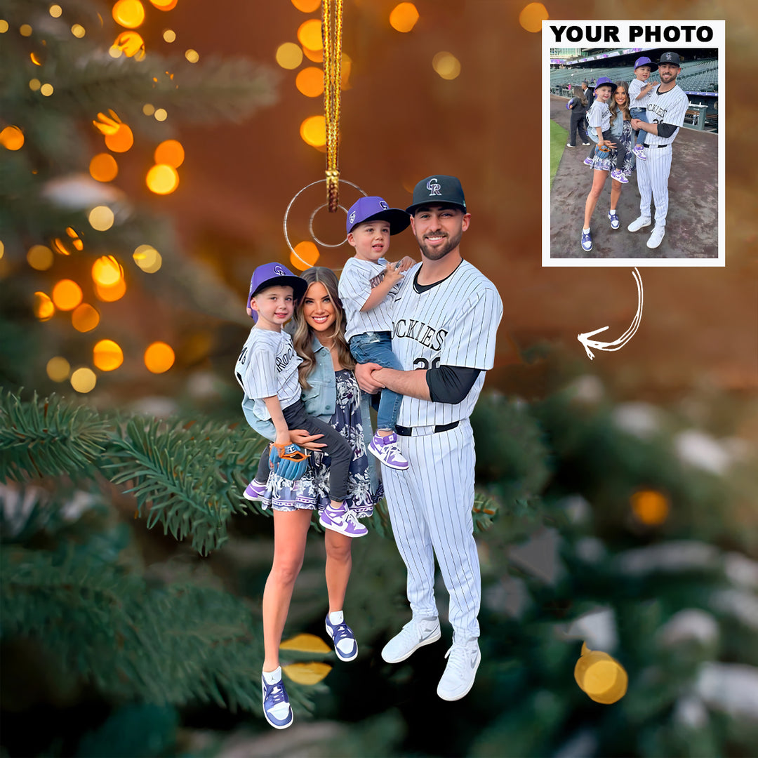 Home Run Family - Personalized Photo Mica Ornament - Christmas Gift For Baseball Lovers