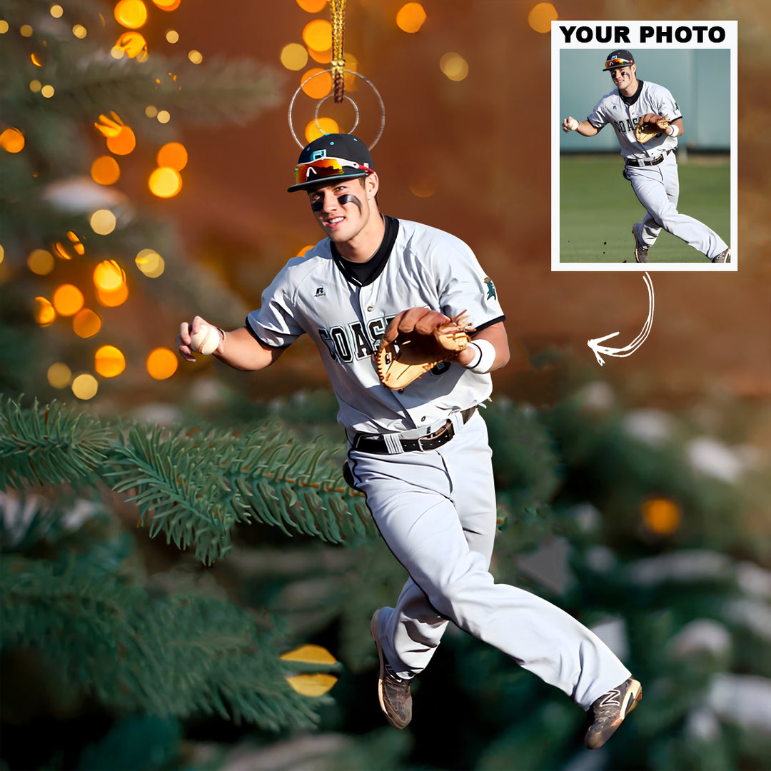 Chasing The Win - Personalized Photo Mica Ornament - Christmas Gift For Baseball Lovers