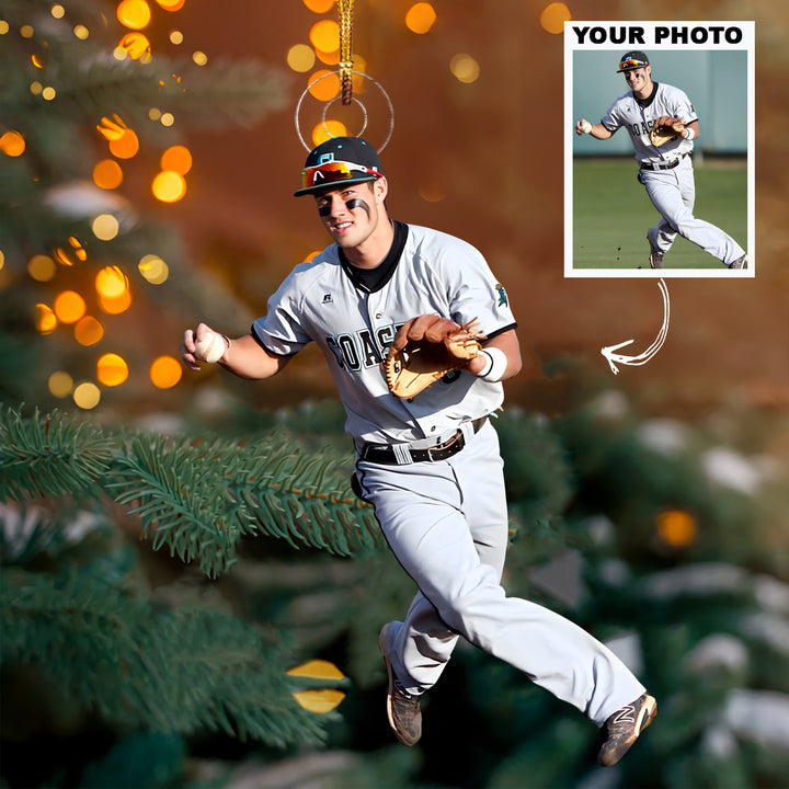 Chasing The Win - Personalized Photo Mica Ornament - Christmas Gift For Baseball Lovers