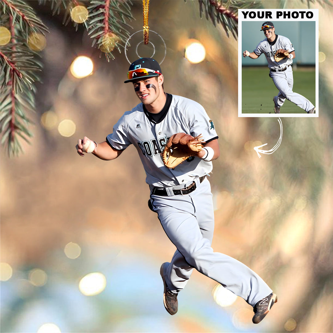 Chasing The Win - Personalized Photo Mica Ornament - Christmas Gift For Baseball Lovers