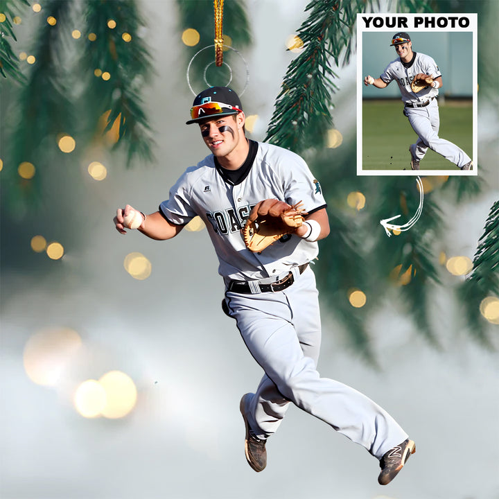 Chasing The Win - Personalized Photo Mica Ornament - Christmas Gift For Baseball Lovers