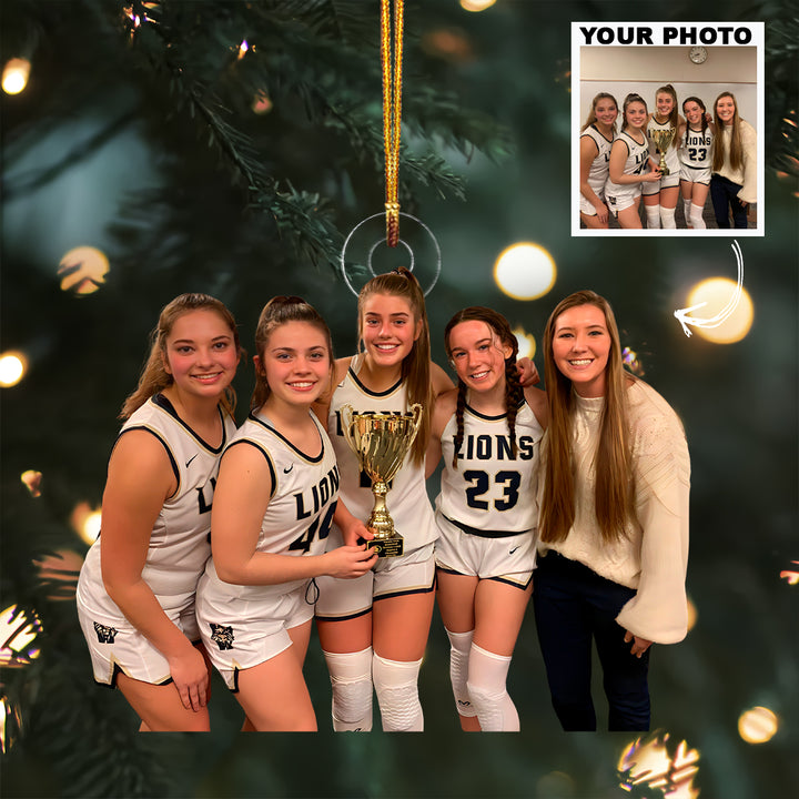 Championship Glory - Personalized Photo Mica Ornament - Christmas Gift For Family Members, Kids, Basketball Lovers