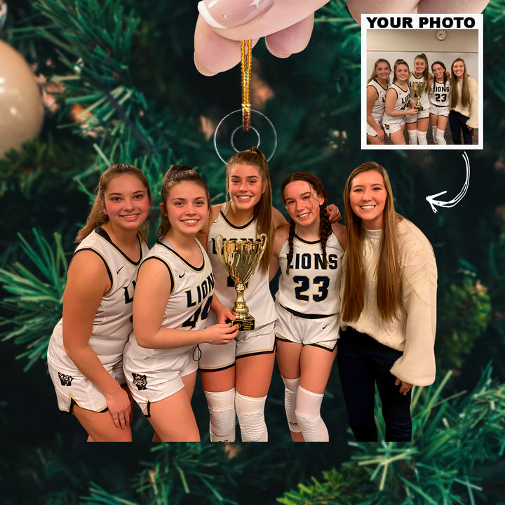 Championship Glory - Personalized Photo Mica Ornament - Christmas Gift For Family Members, Kids, Basketball Lovers