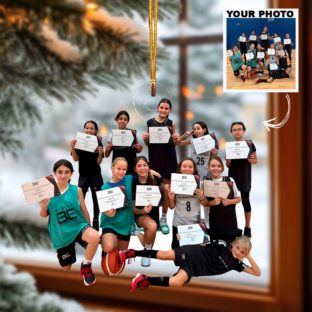 Rising Stars Team - Personalized Photo Mica Ornament - Christmas Gift For Family Members, Kids, Basketball Lovers