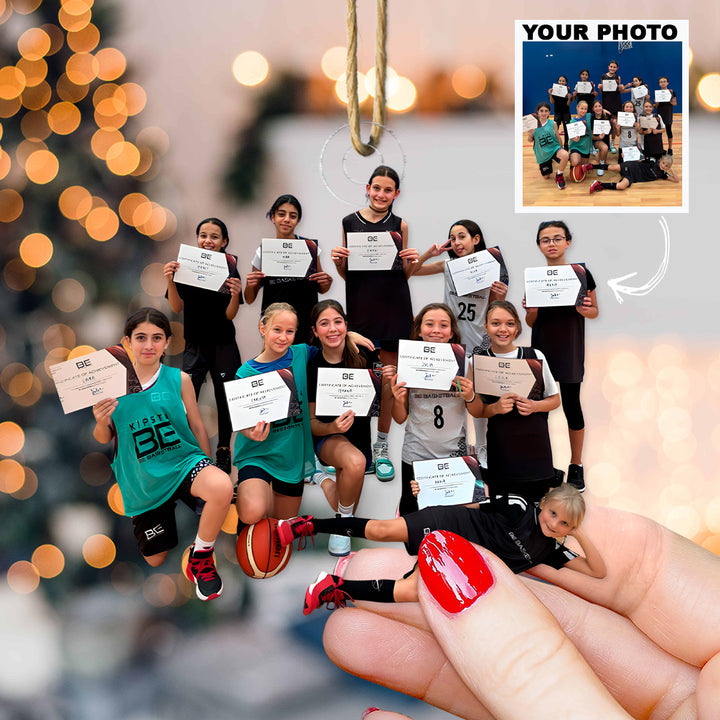 Rising Stars Team - Personalized Photo Mica Ornament - Christmas Gift For Family Members, Kids, Basketball Lovers