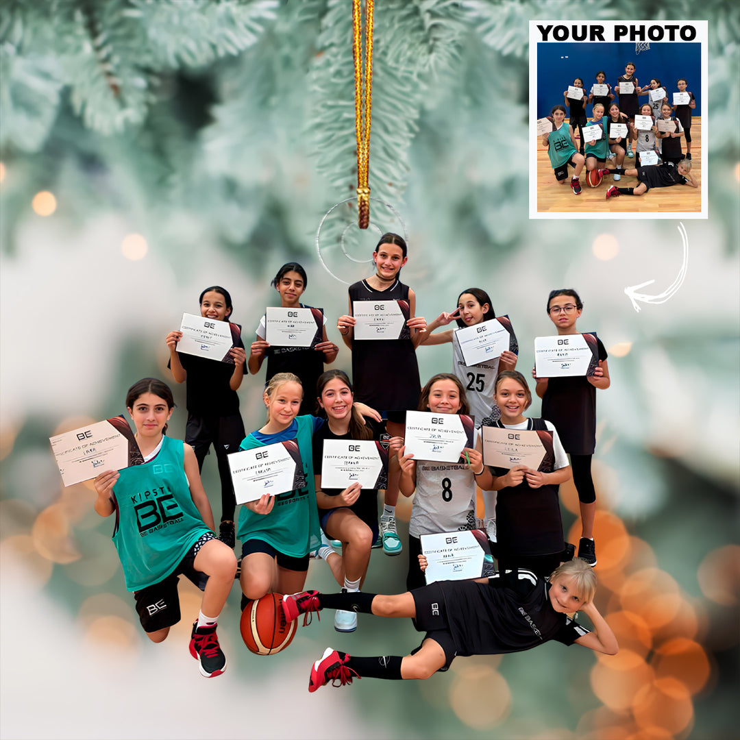 Rising Stars Team - Personalized Photo Mica Ornament - Christmas Gift For Family Members, Kids, Basketball Lovers