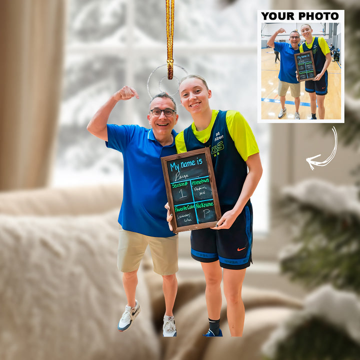 Proud Coach Moment - Personalized Photo Mica Ornament - Christmas Gift For Family Members, Kids, Basketball Lovers