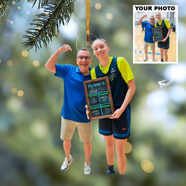 Proud Coach Moment - Personalized Photo Mica Ornament - Christmas Gift For Family Members, Kids, Basketball Lovers