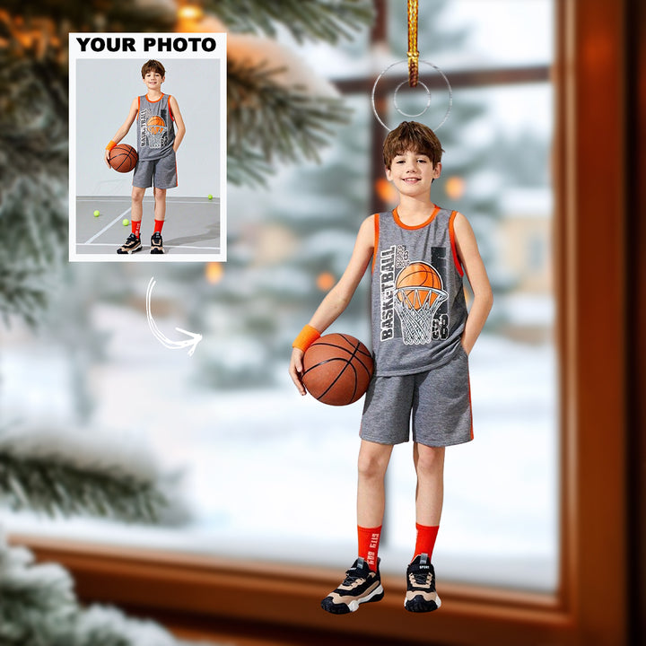 Game Day Confidence - Personalized Photo Mica Ornament - Christmas Gift For Family Members, Kids, Basketball Lovers