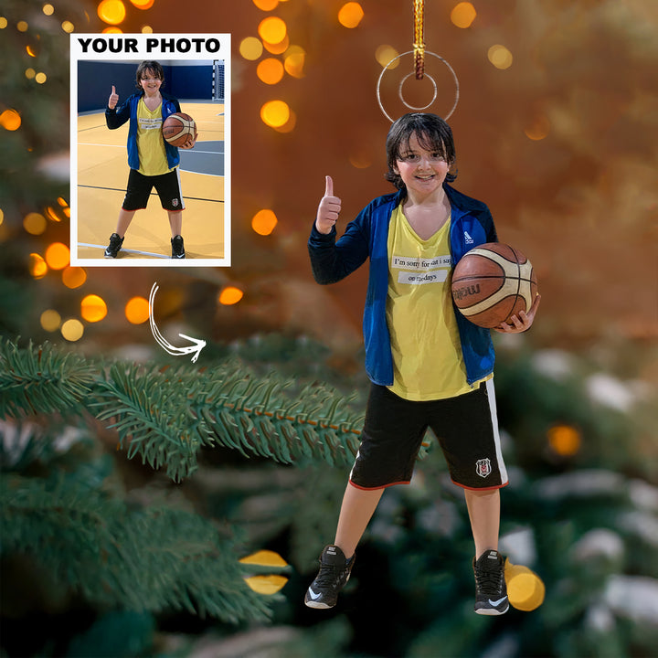 Victory Pose - Personalized Photo Mica Ornament - Christmas Gift For Family Members, Kids, Basketball Lovers