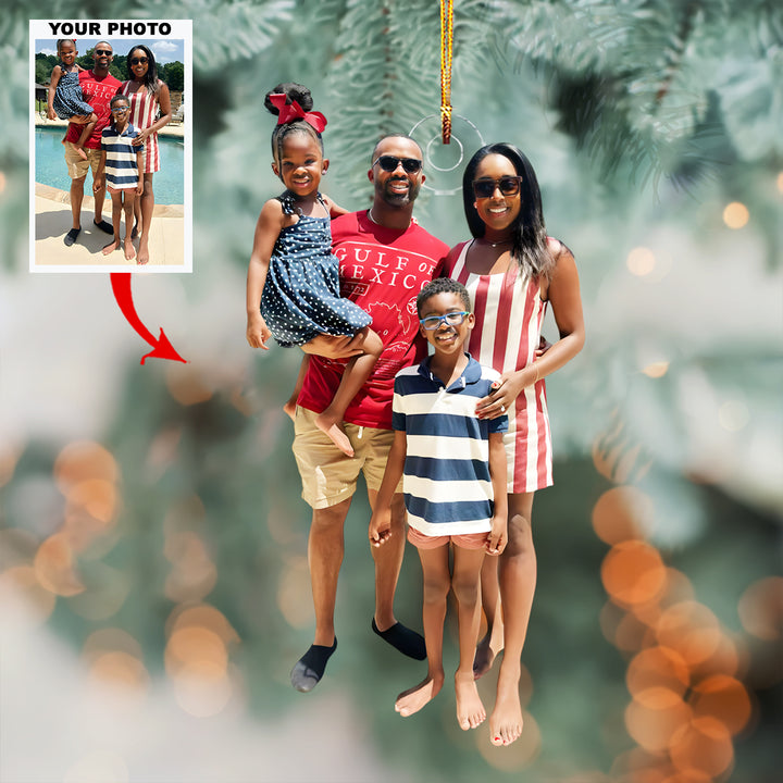 Love Grows Here - Personalized Photo Mica Ornament - Customized Your Photo Ornament - Christmas Gift For Family Members