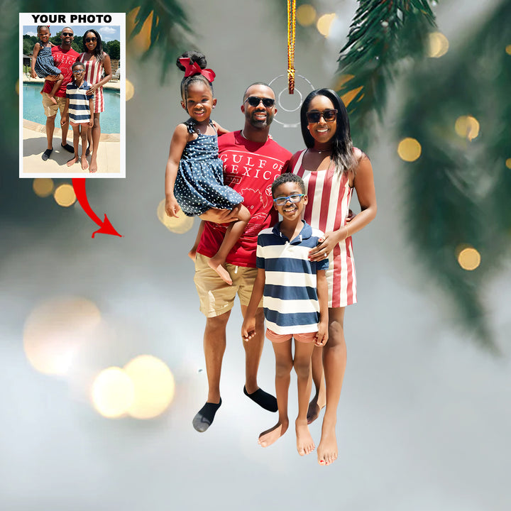 Love Grows Here - Personalized Photo Mica Ornament - Customized Your Photo Ornament - Christmas Gift For Family Members