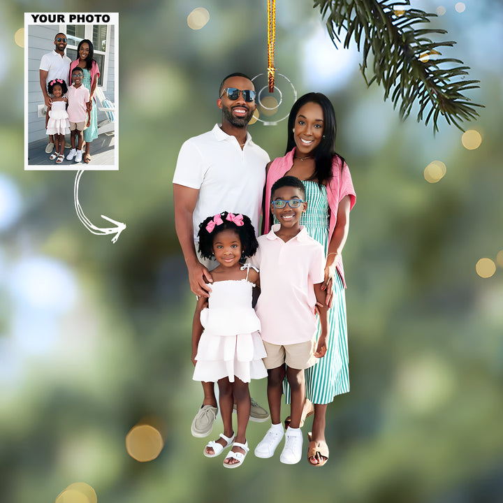 Family Joy - Personalized Photo Mica Ornament - Customized Your Photo Ornament - Christmas Gift For Family Members