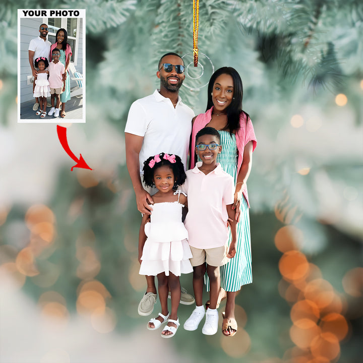 Family Joy - Personalized Photo Mica Ornament - Customized Your Photo Ornament - Christmas Gift For Family Members