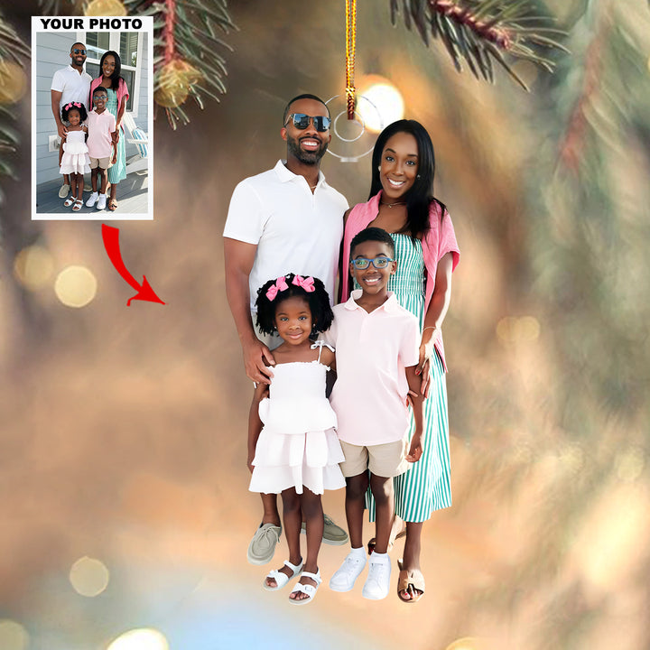 Family Joy - Personalized Photo Mica Ornament - Customized Your Photo Ornament - Christmas Gift For Family Members