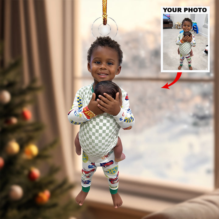 Brother's Pride - Personalized Photo Mica Ornament - Christmas Gift For Family Members