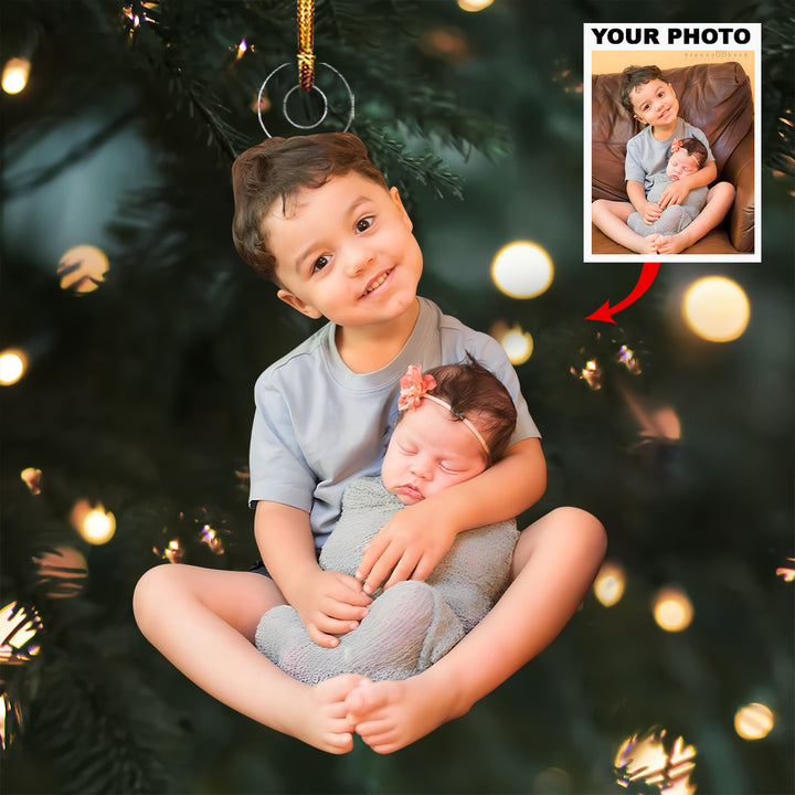 Brother's Pride - Personalized Photo Mica Ornament - Christmas Gift For Family Members