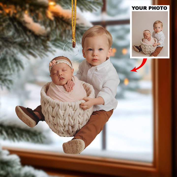 Brother's Pride - Personalized Photo Mica Ornament - Christmas Gift For Family Members