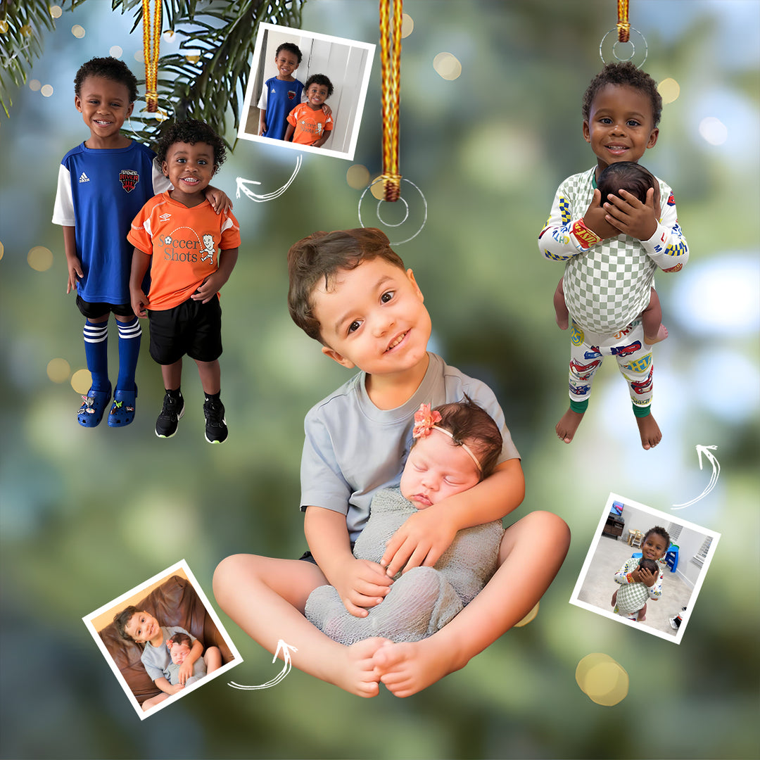 Brother's Pride - Personalized Photo Mica Ornament - Christmas Gift For Family Members