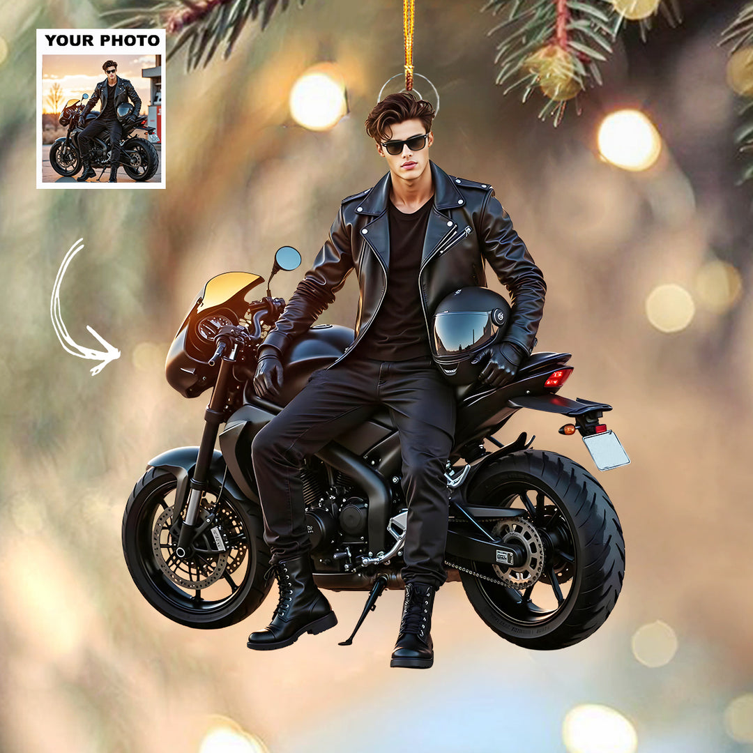 Iron Ride - Personalized Photo Mica Ornament - Christmas Gift For Bike Players, Bike Lovers