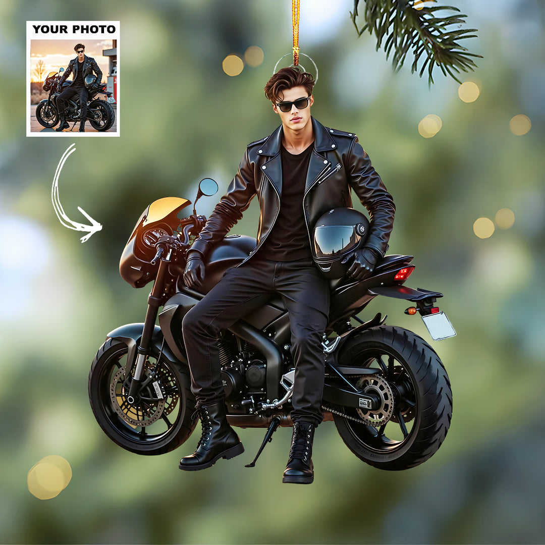 Iron Ride - Personalized Photo Mica Ornament - Christmas Gift For Bike Players, Bike Lovers