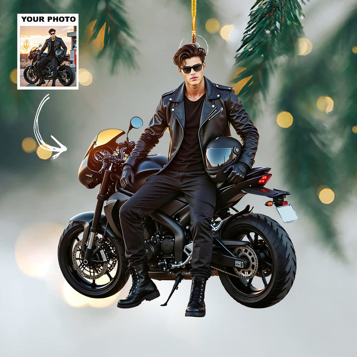 Iron Ride - Personalized Photo Mica Ornament - Christmas Gift For Bike Players, Bike Lovers