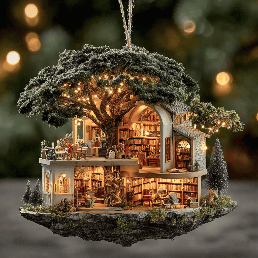 Whimsical Library Mica Ornament NCU0NL55