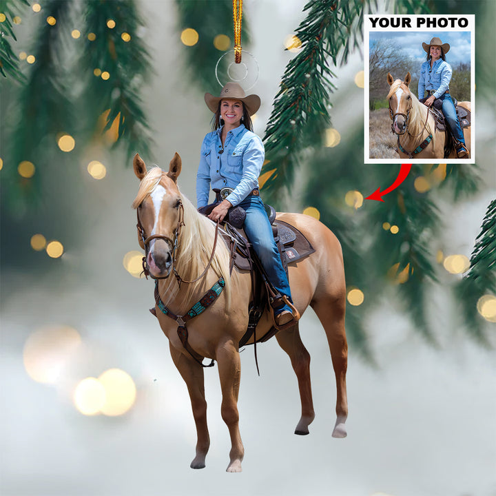 Riding Into Christmas Ornament - Personalized Photo Mica Ornament - Christmas Gift For Country Girls