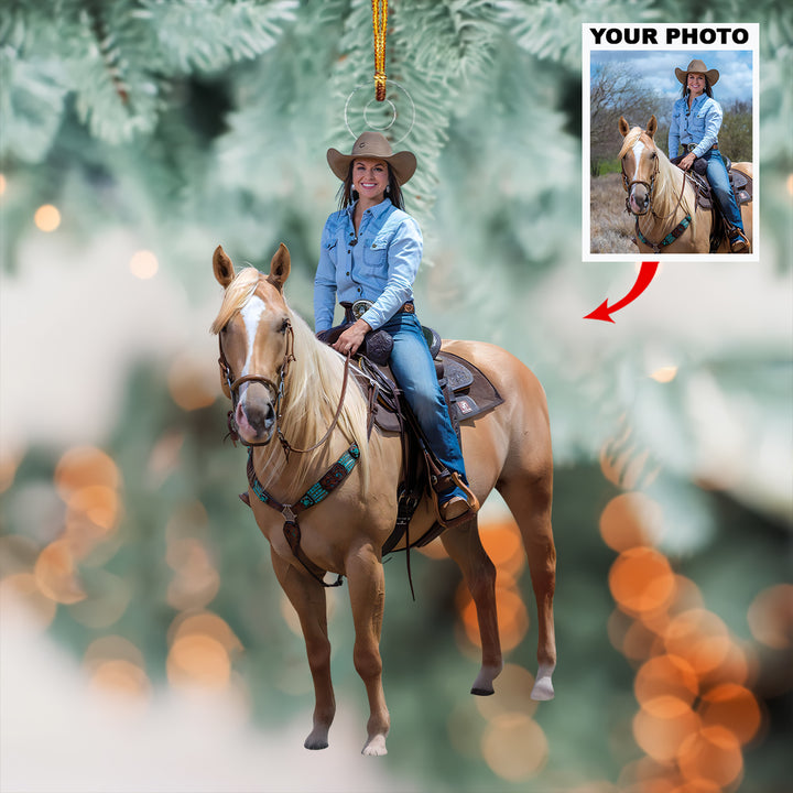 Riding Into Christmas Ornament - Personalized Photo Mica Ornament - Christmas Gift For Country Girls