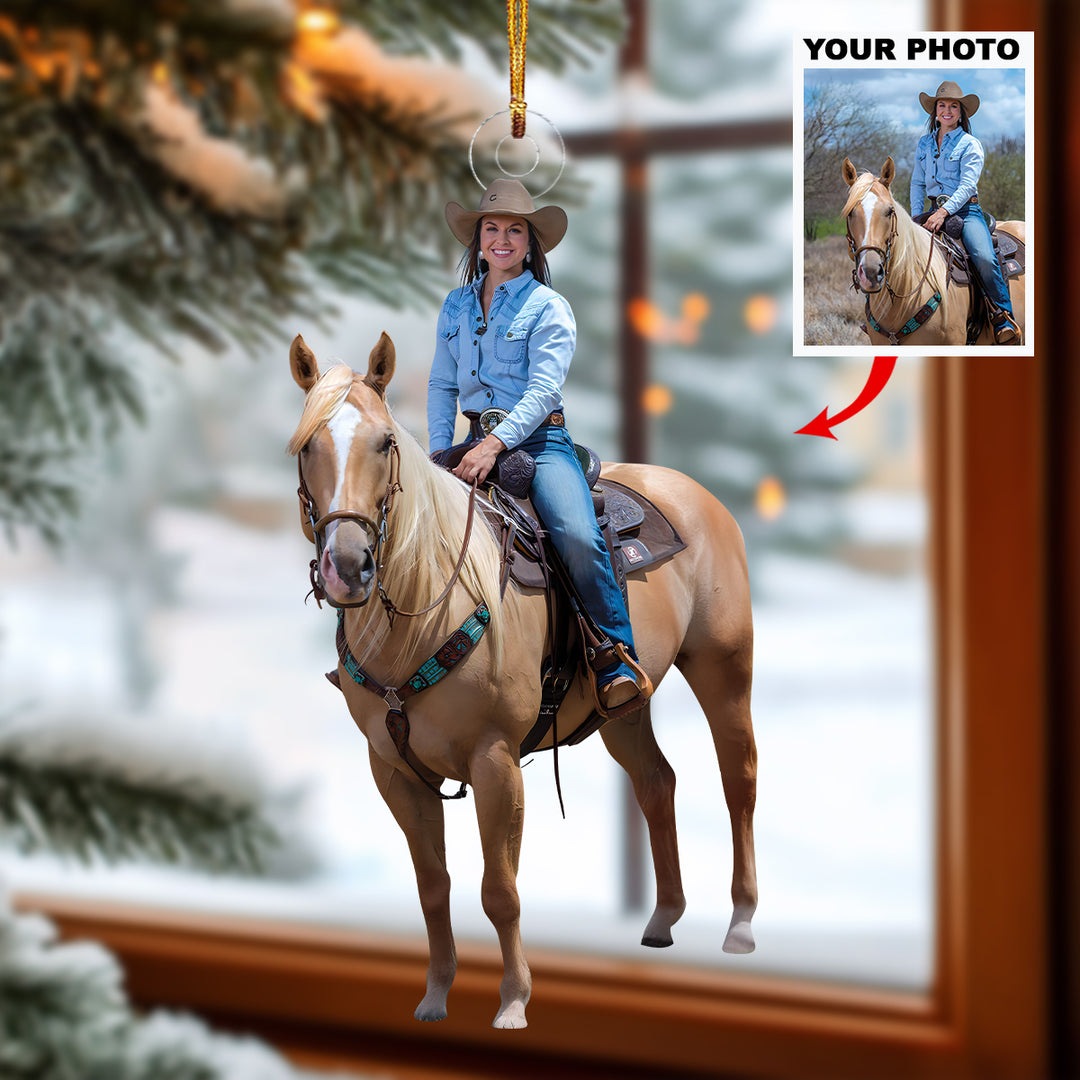 Riding Into Christmas Ornament - Personalized Photo Mica Ornament - Christmas Gift For Country Girls
