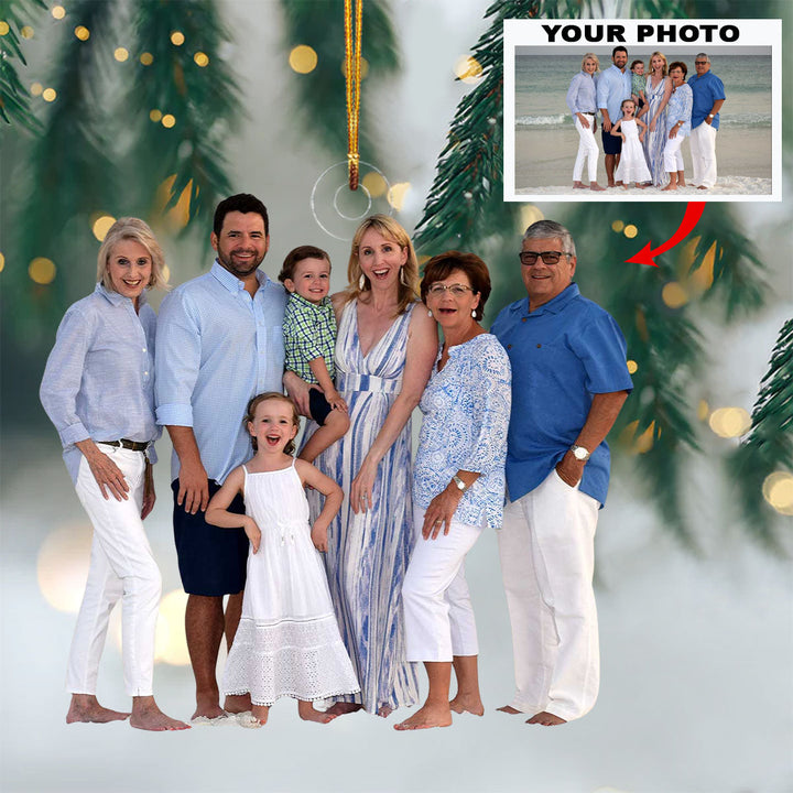 Love Makes A Family - Personalized Photo Mica Ornament - Christmas Gift For Family, Family Members