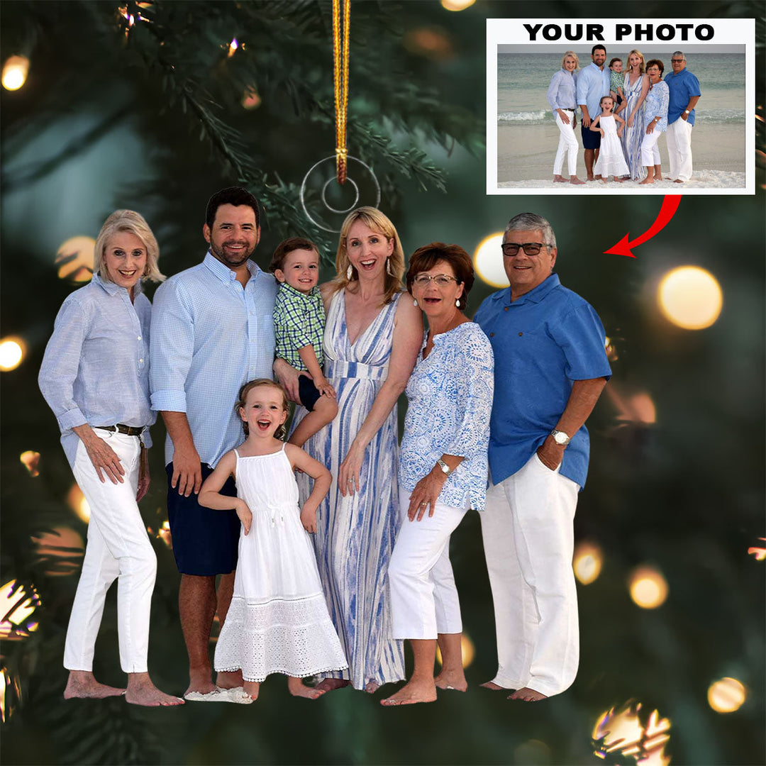 Love Makes A Family - Personalized Photo Mica Ornament - Christmas Gift For Family, Family Members