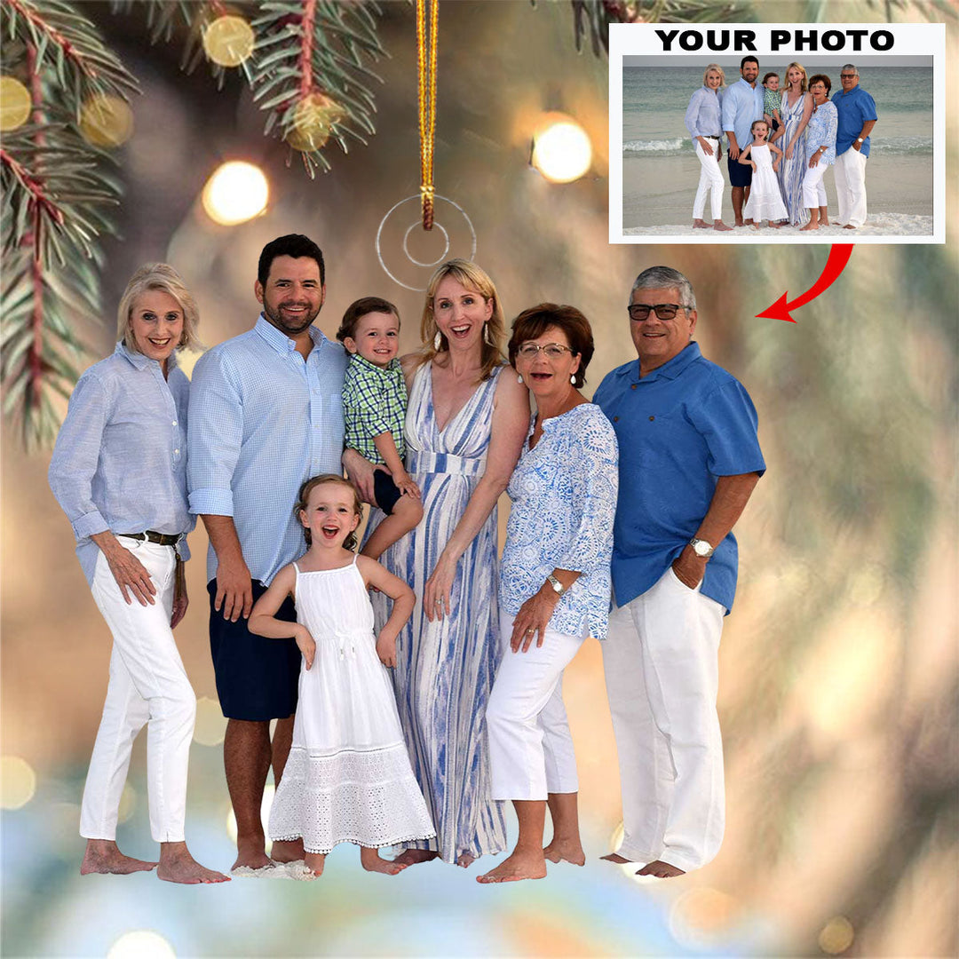 Love Makes A Family - Personalized Photo Mica Ornament - Christmas Gift For Family, Family Members